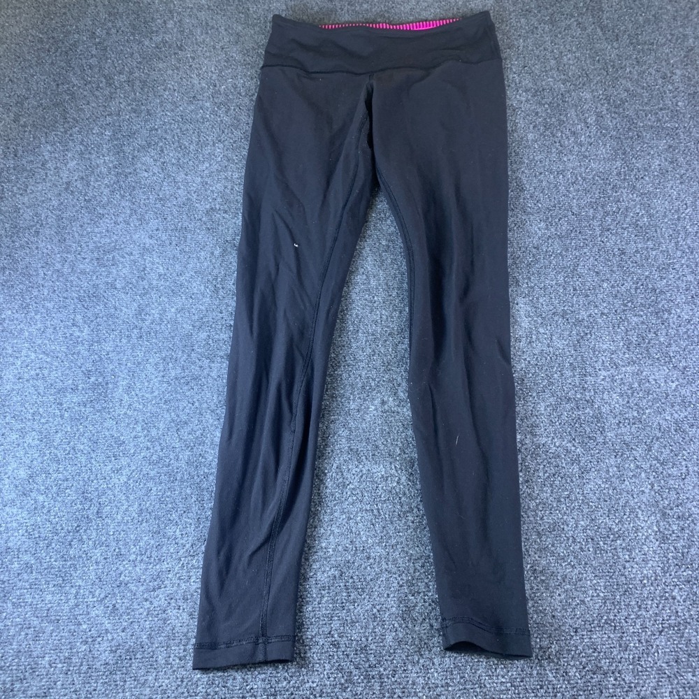 Lululemon Leggings Women's 28 Black Elastic Waist Pull On Yoga Workout Running